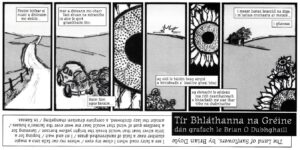 A graphic poem, "Tír Bhláthanna na Gréine" (The Land of Sunflowers) (1996)